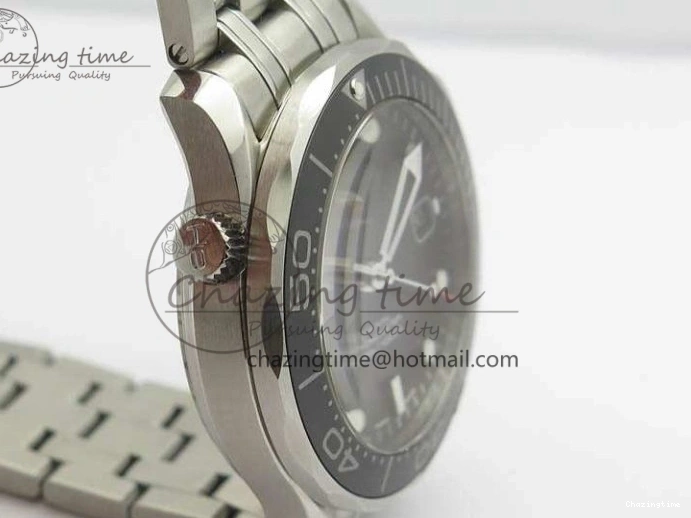 0823 Flexible Seamaster 300M SS OMF 1:1 Best Edition Black Dial Matt Black Ceramic Bezel On SS Bracelet A 8147